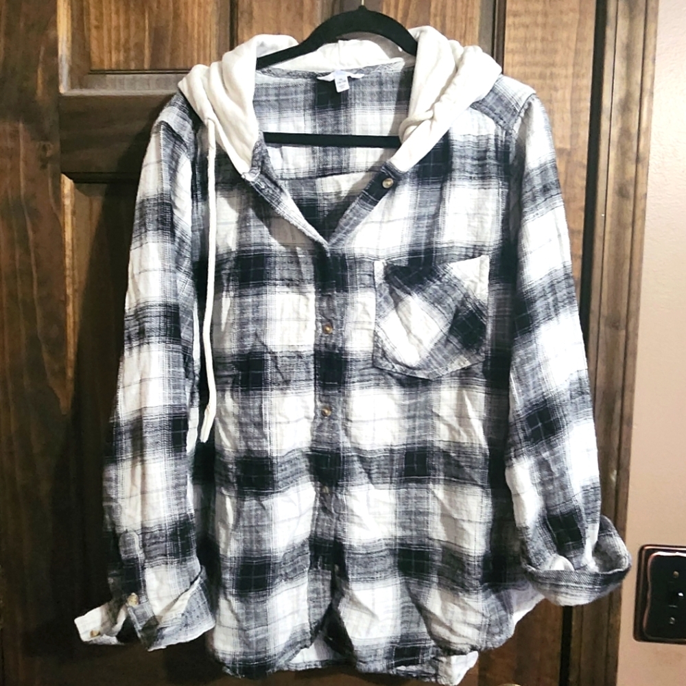 Button up flannel hoodies